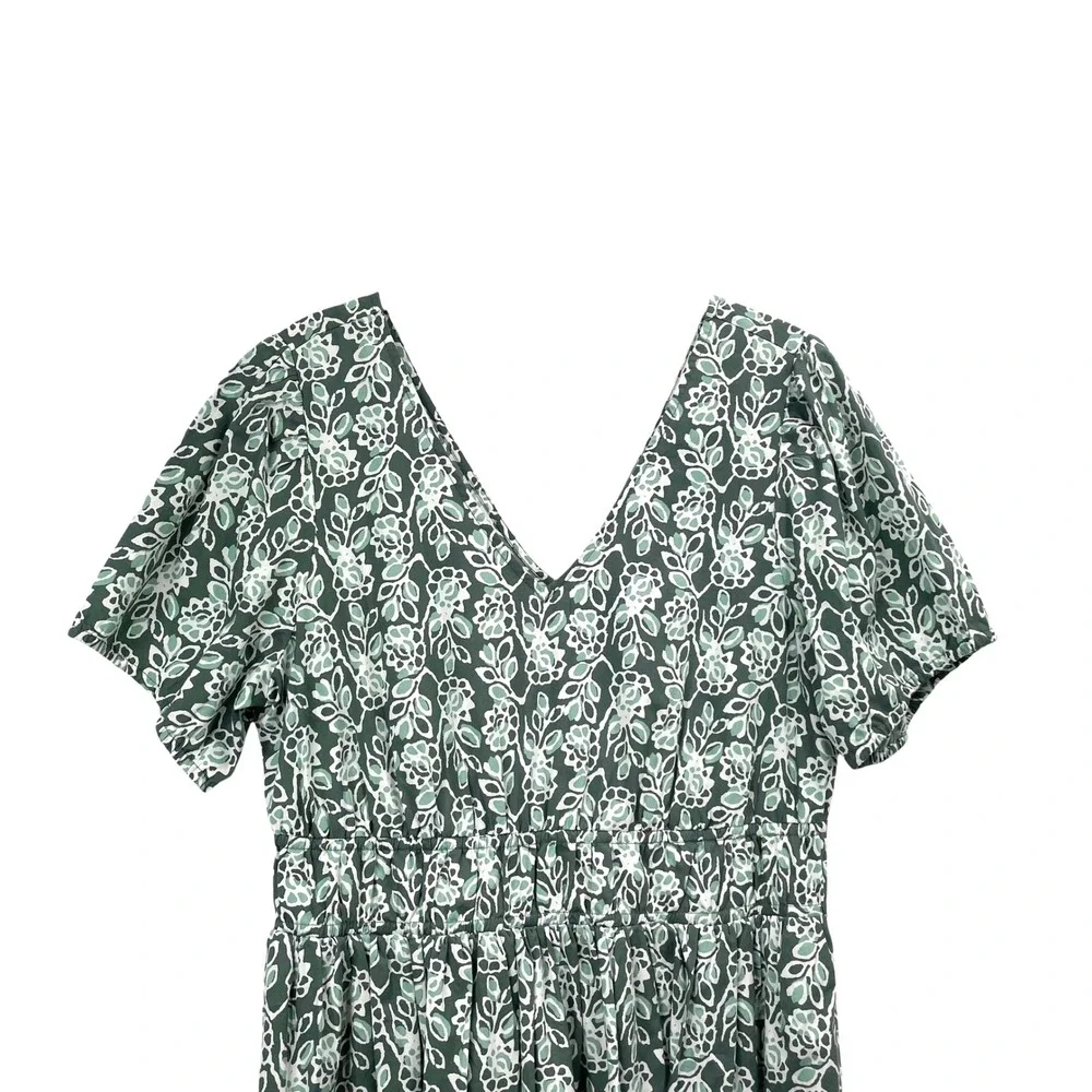 NEW J.Crew Smocked-waist poplin midi dress Size 10 Pale Spinach Eucalyptus green